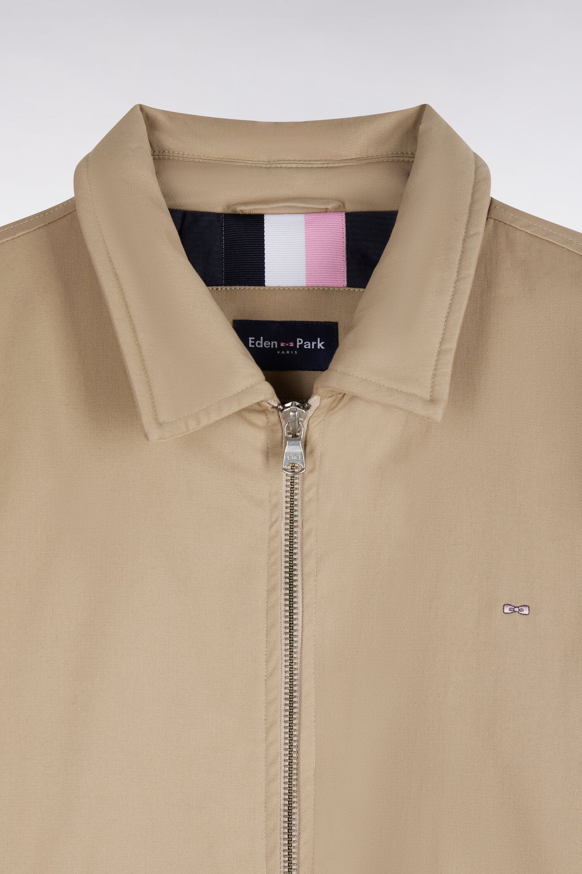 Blouson en coton stretch beige coupe droite