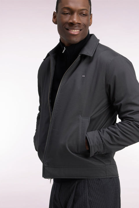 Blouson en coton stretch kaki coupe droite - Image 1