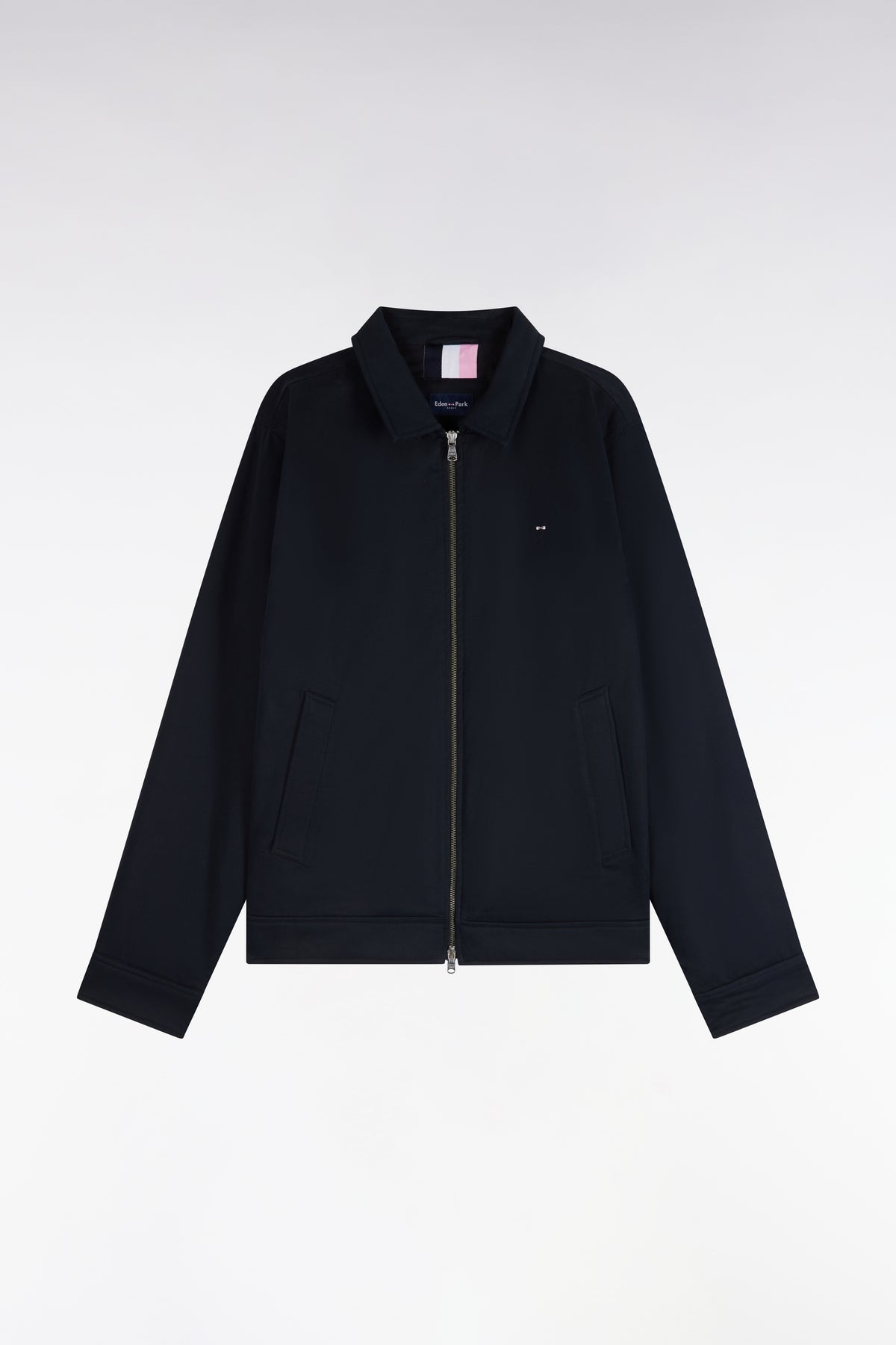Straight cut black stretch cotton jacket