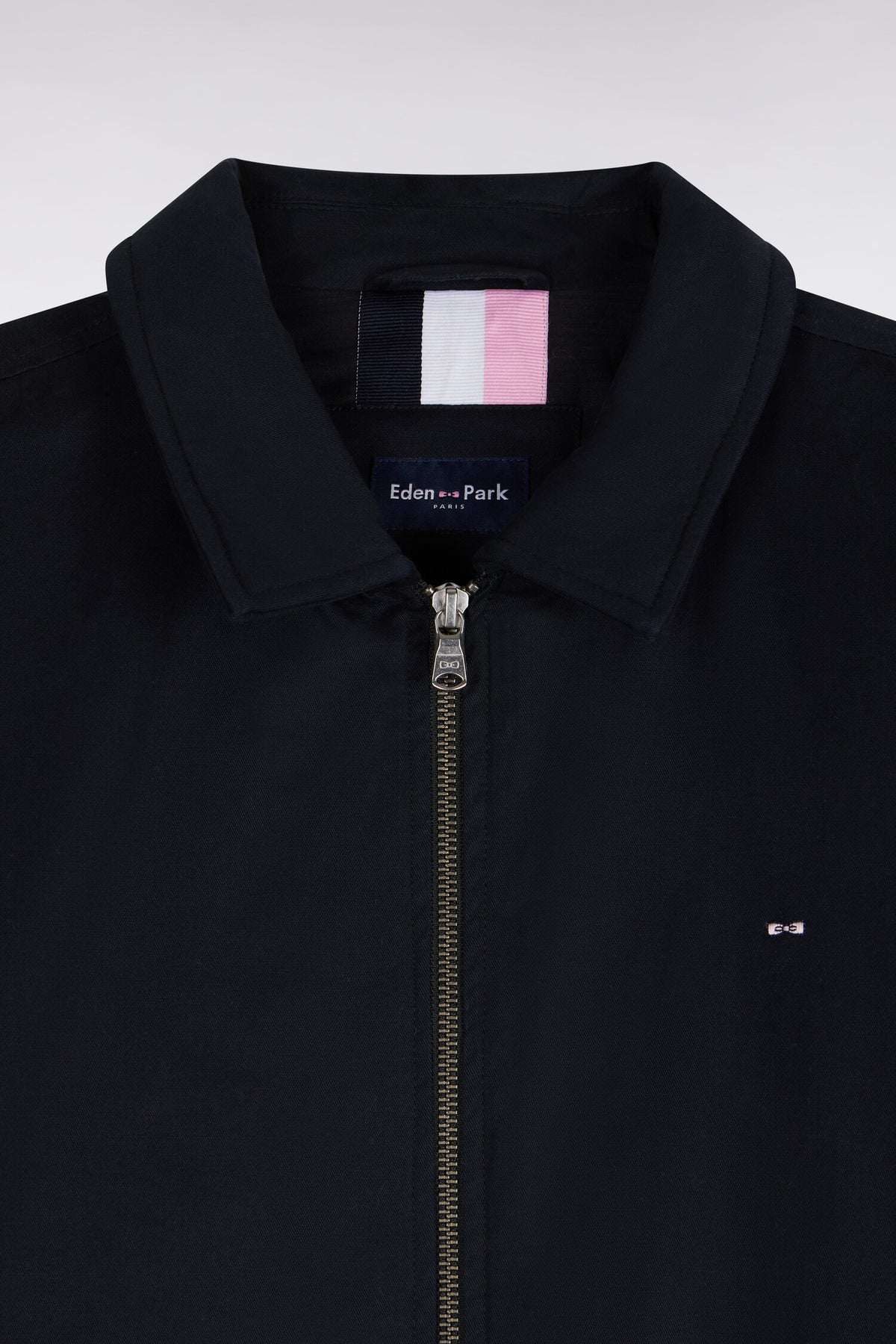 Straight cut black stretch cotton jacket