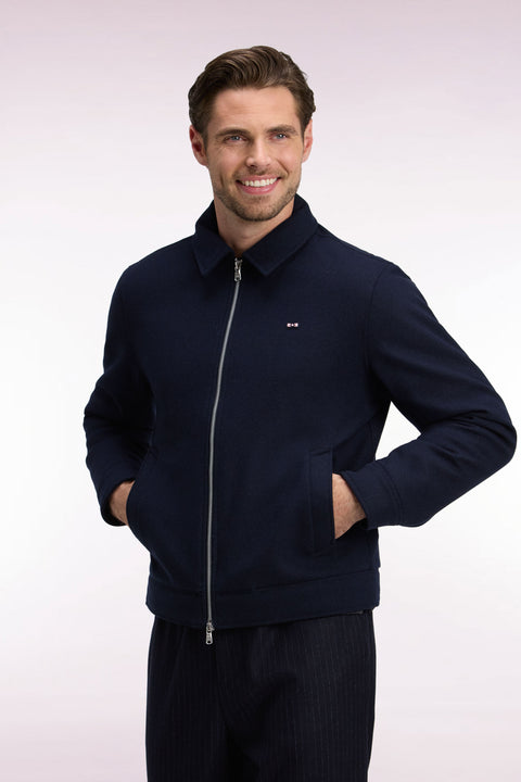 Blouson en flanelle ouatinée marine coupe droite - Image 1