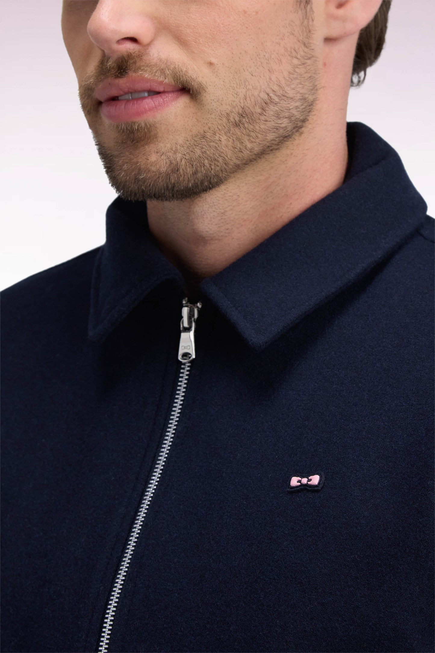 Blouson en flanelle ouatinée marine coupe droite