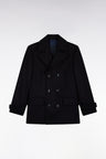 Double-breasted tote coat in straight cut navy wool