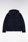 Navy flannel down jacket with removable hood
