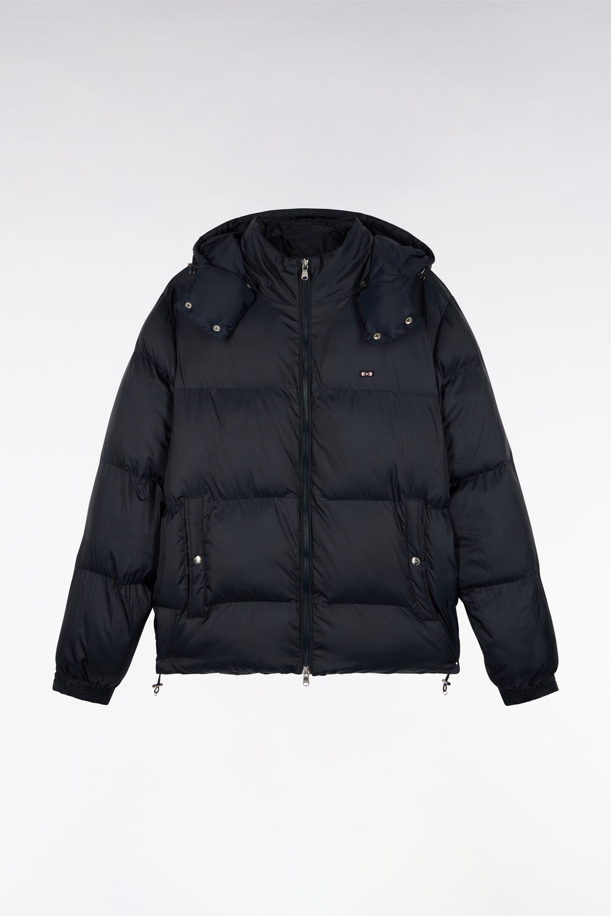 Doudoune en nylon marine à capuche amovible