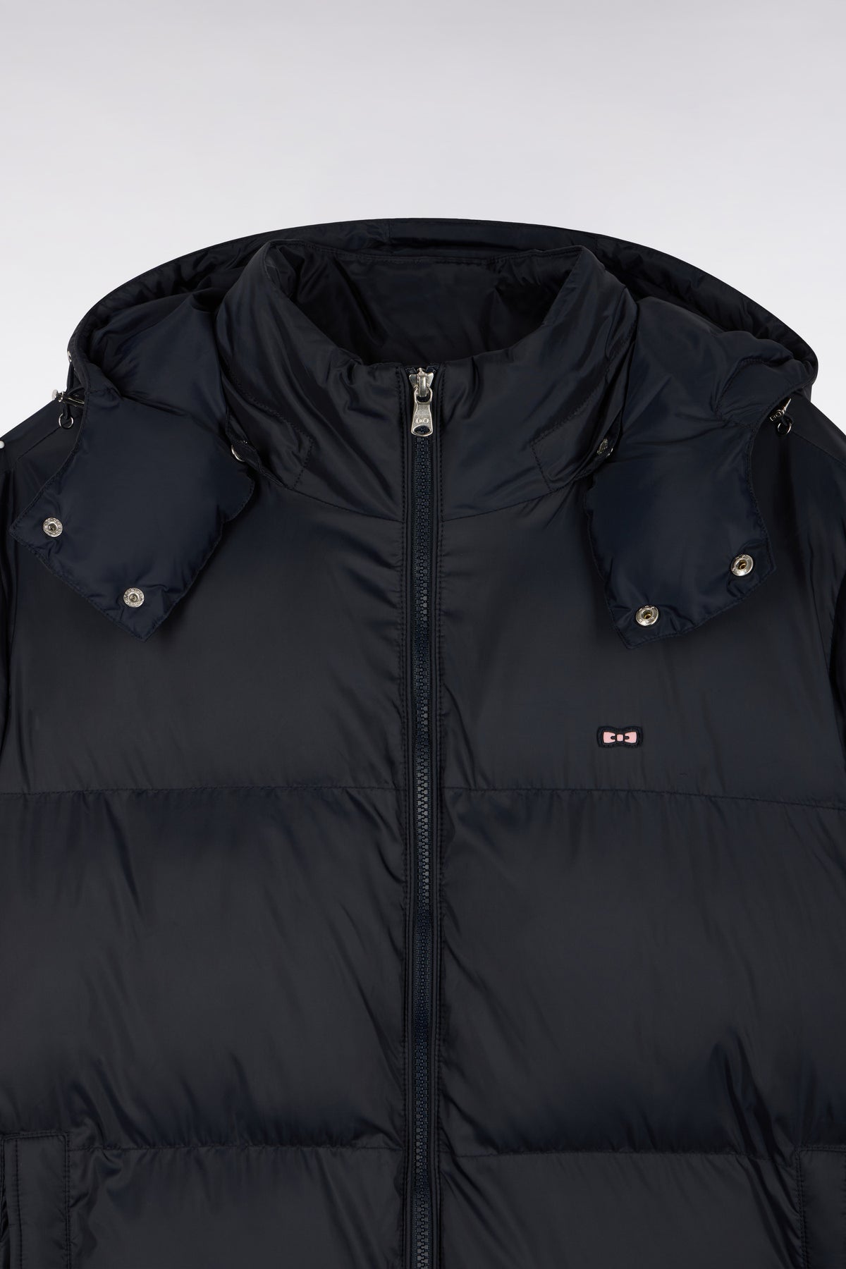 Doudoune en nylon marine à capuche amovible