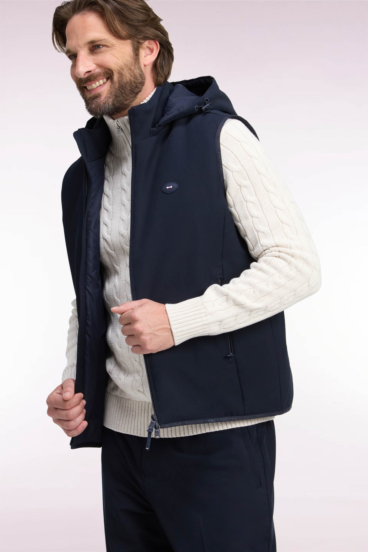Doudoune sans manches en nylon technique marine
