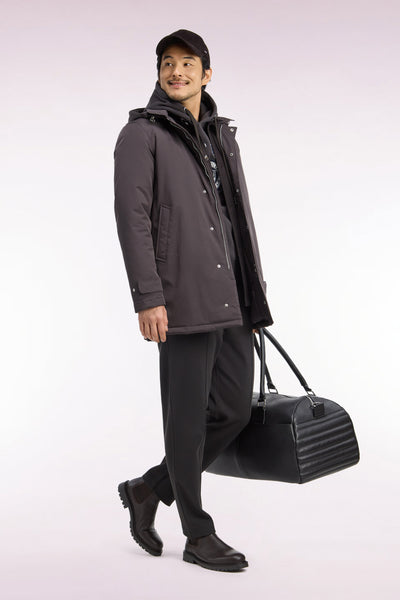 Imperméable en nylon marron à capuche amovible