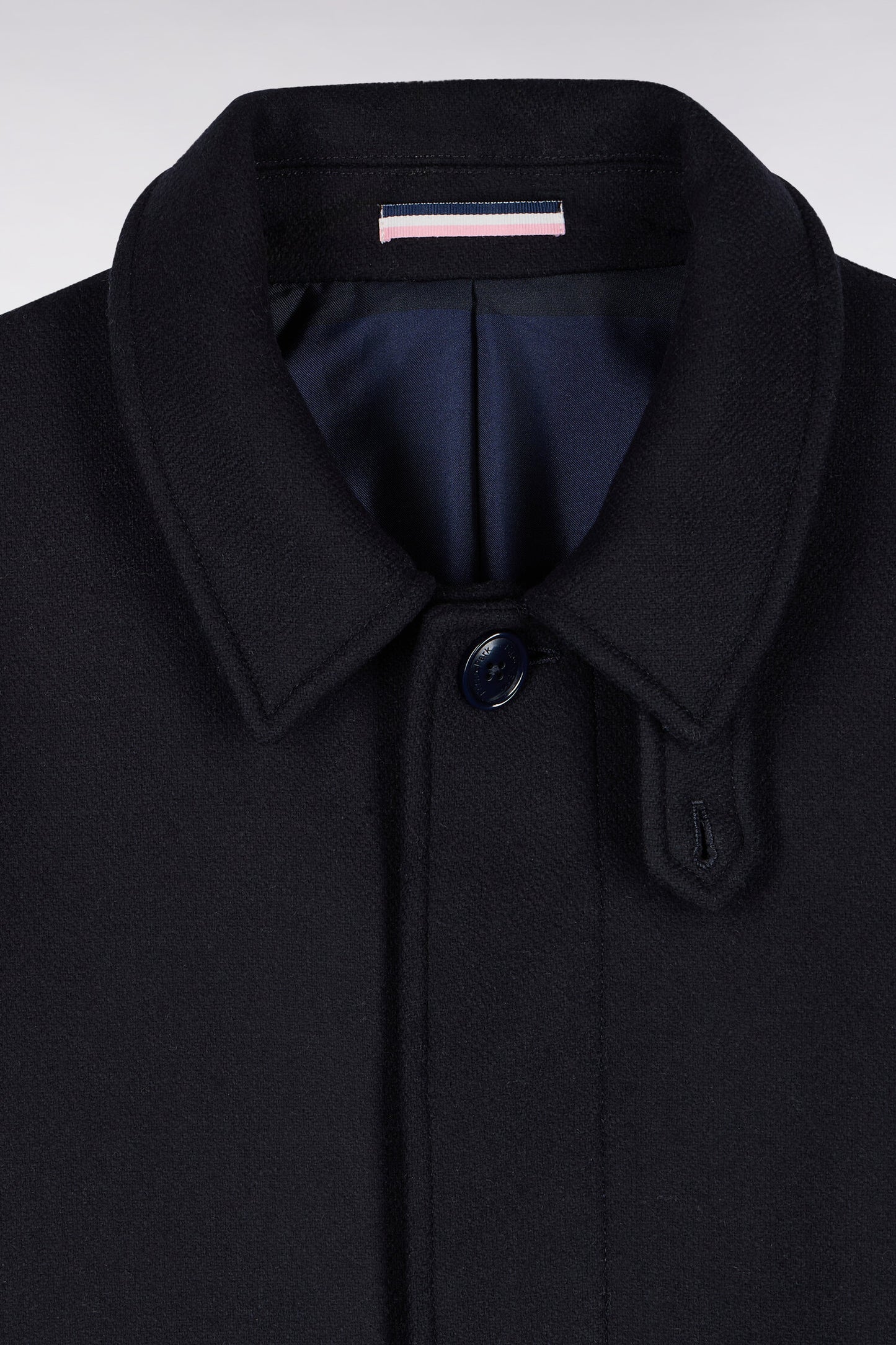 Manteau long en lainage marine coupe droite