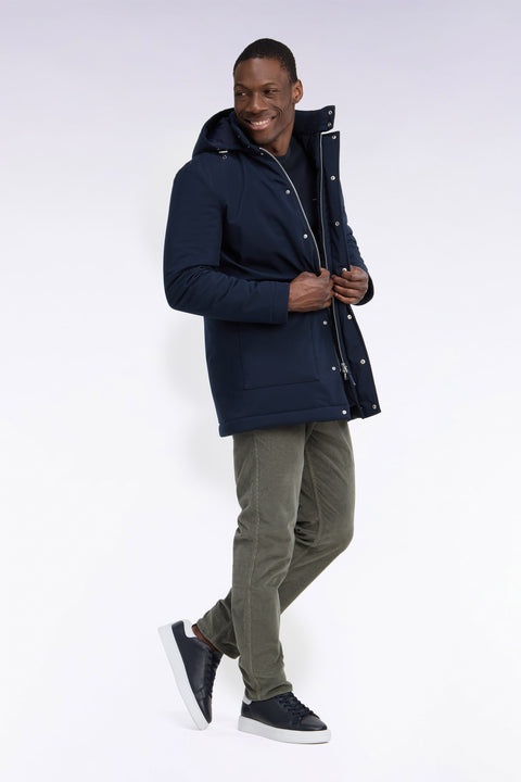 Parka en nylon brossé marine - Image 1