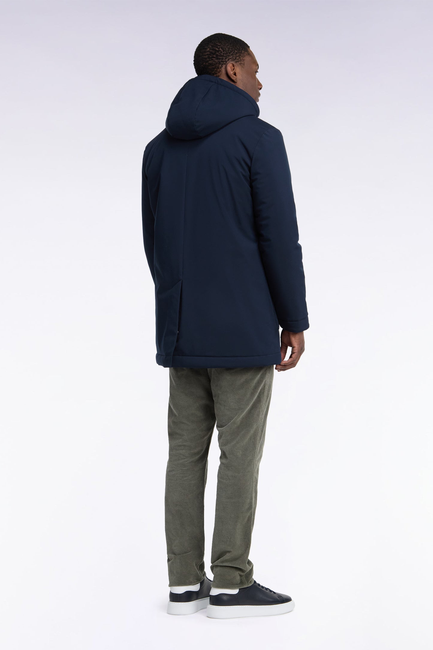 Parka en nylon brossé marine