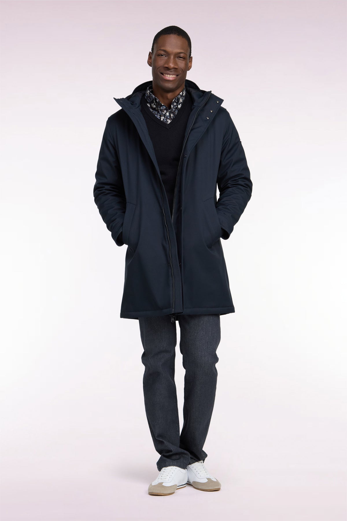 Long navy parka
