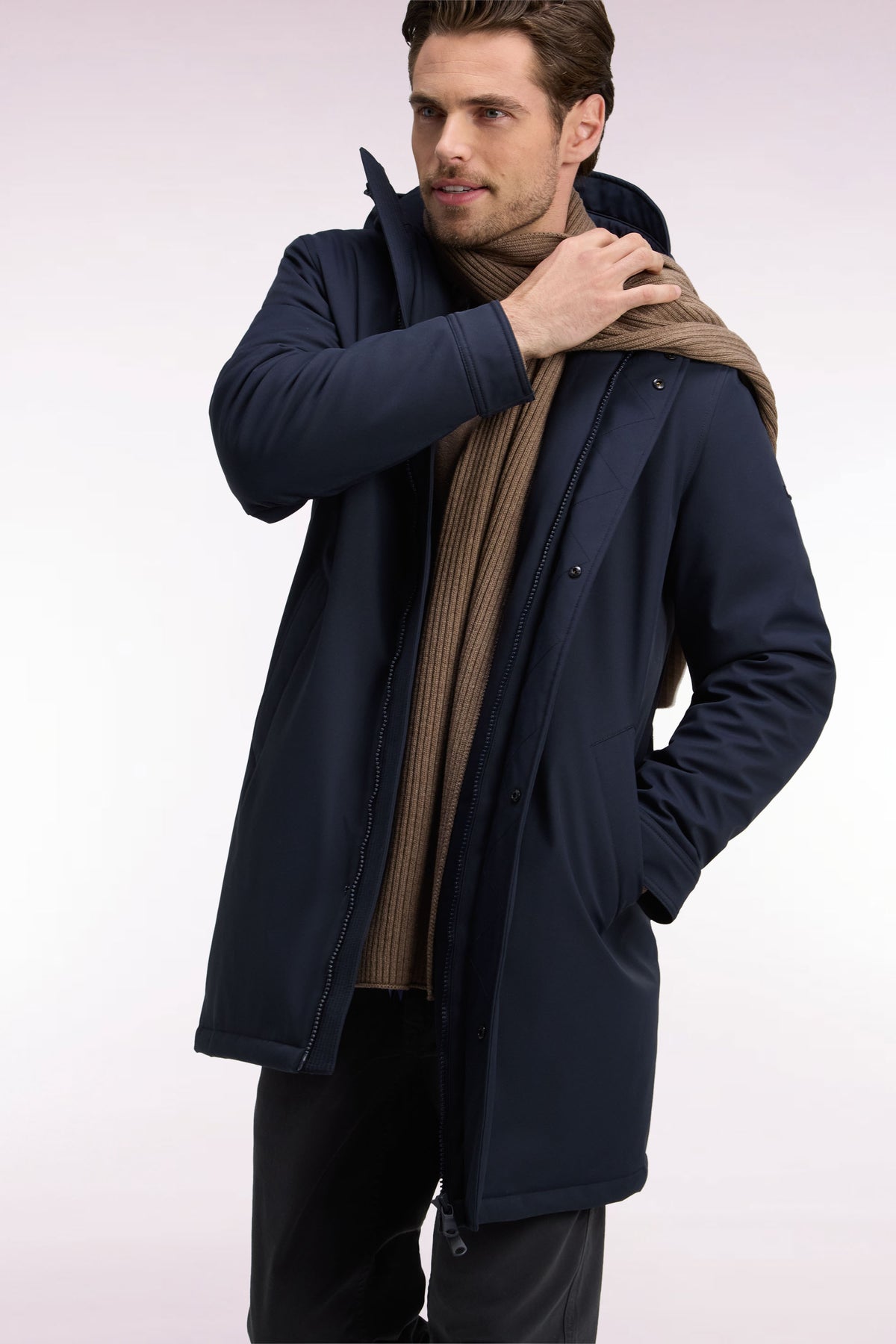 Long navy parka