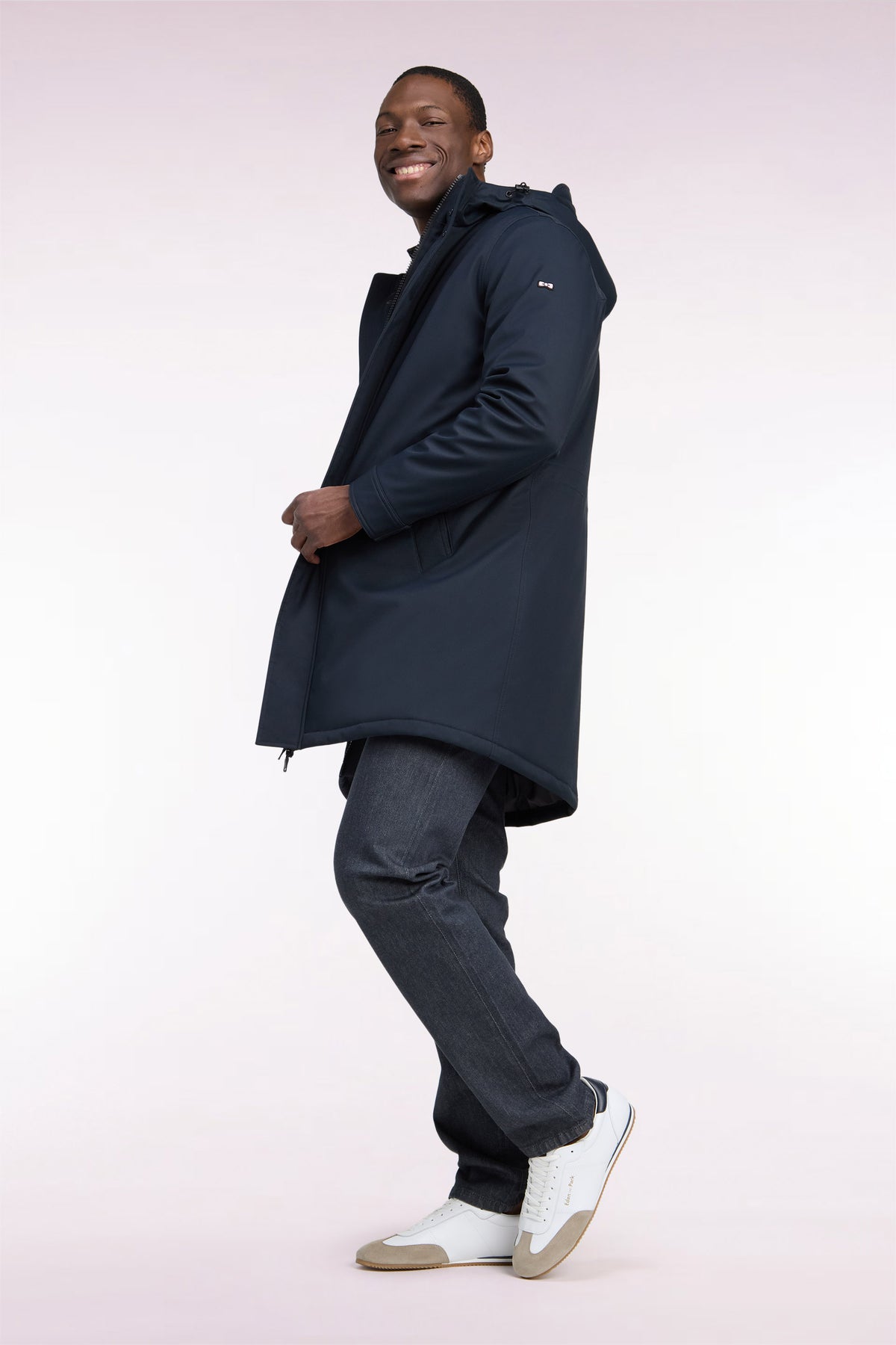 Long navy parka