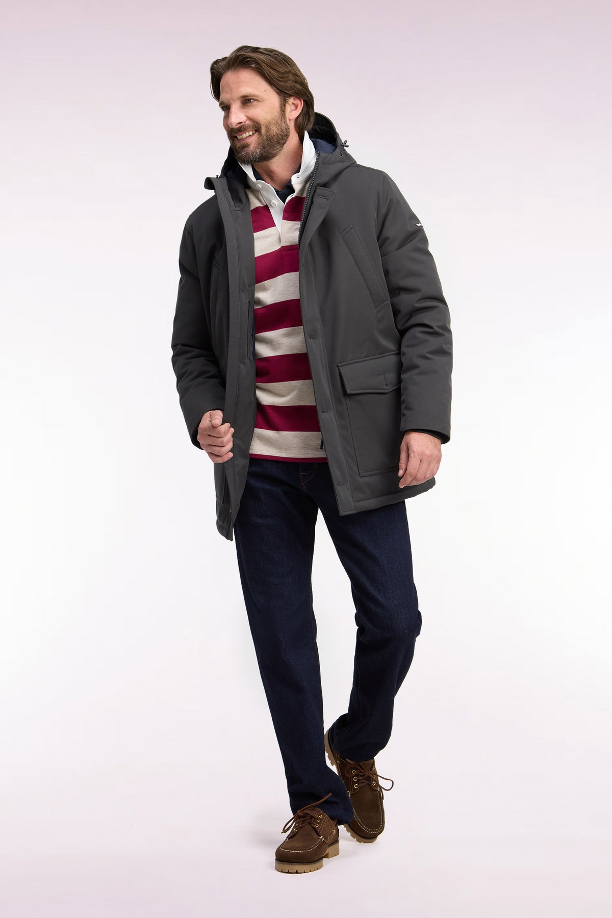 Khaki buttoned parka