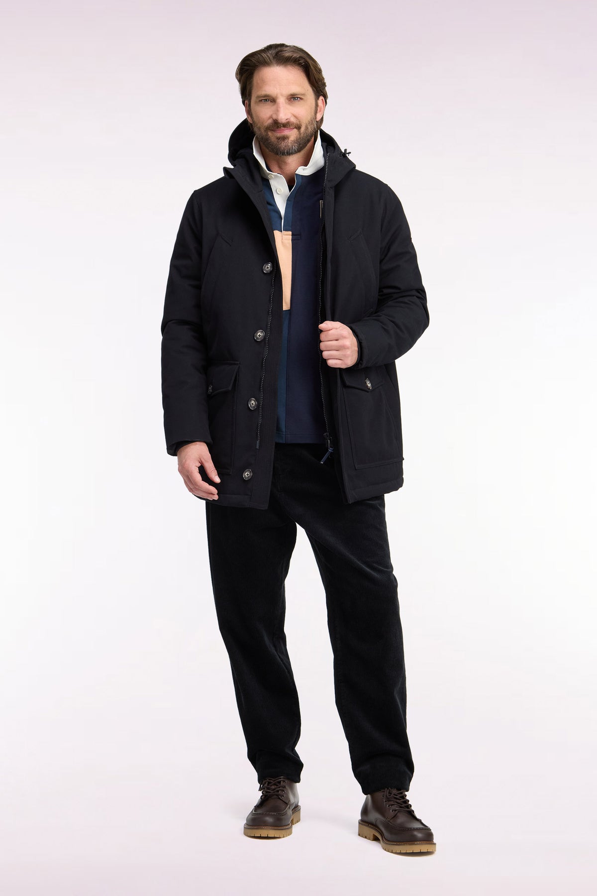 Parka boutonnée noire