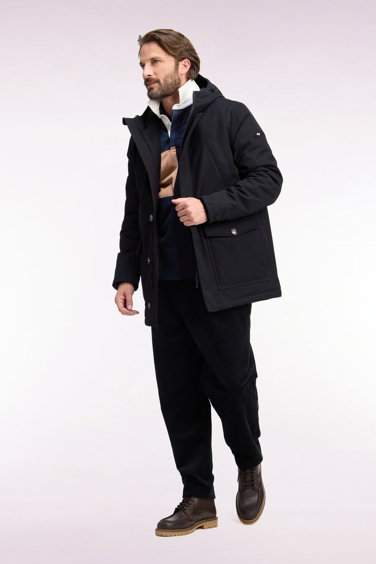 Parka boutonnée noire