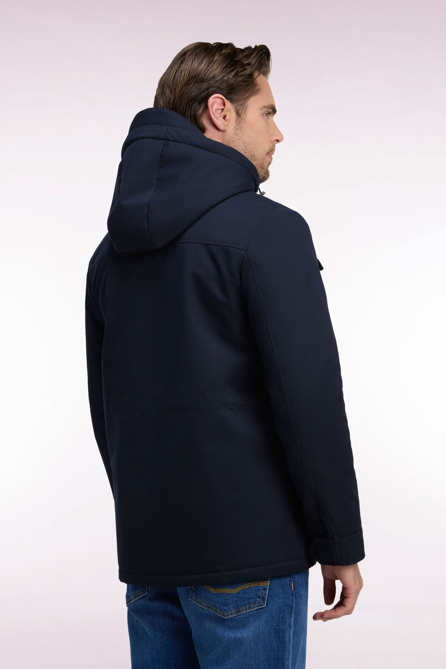 Parka façon saharienne en nylon marine