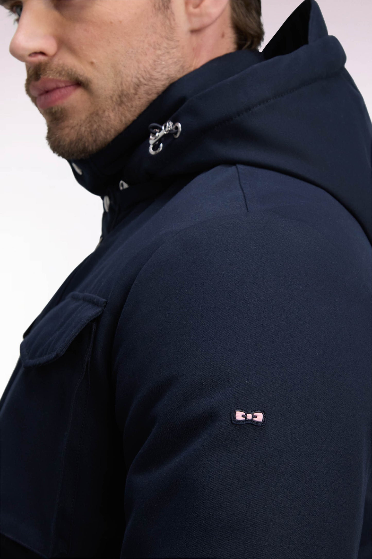 Parka façon saharienne en nylon marine