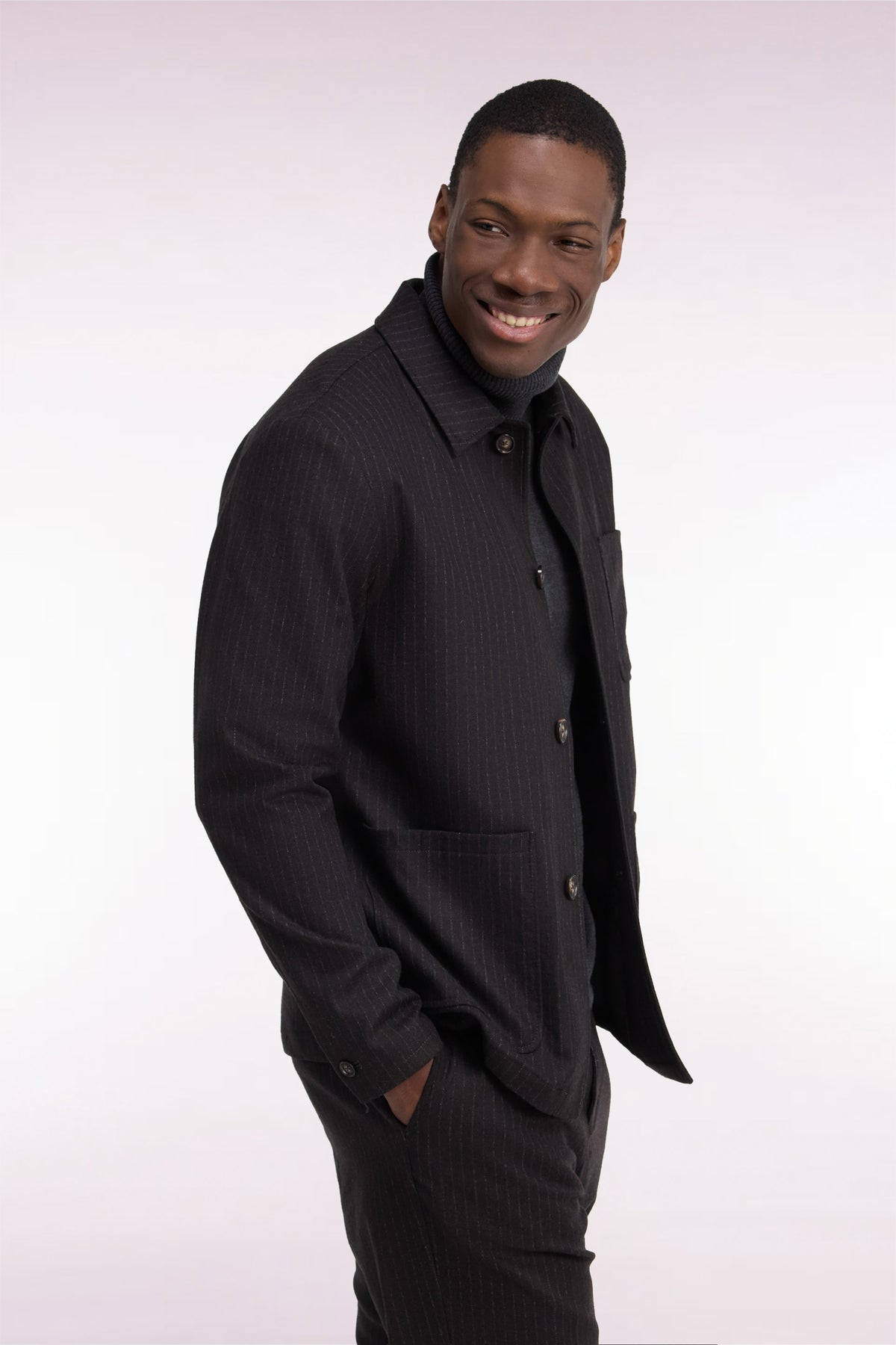 Brown straight cut flannel overshirt