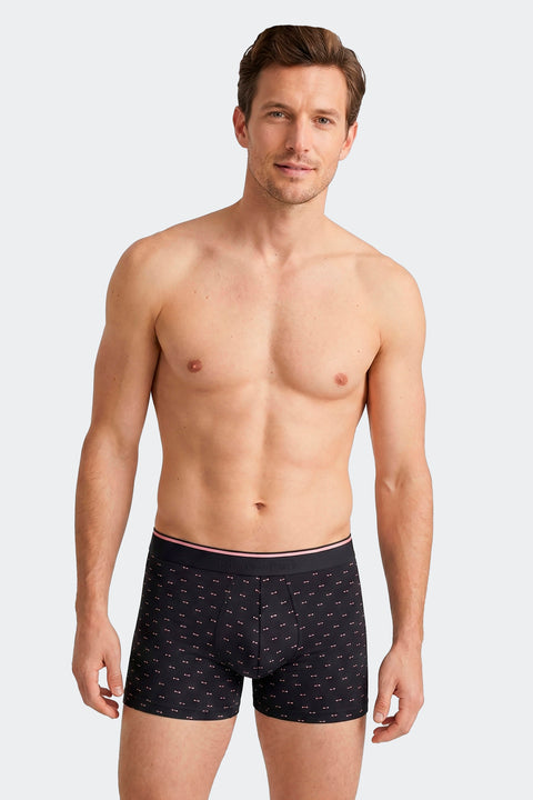Boxer en coton stretch marine à micromotifs nœud papillon - Image 2