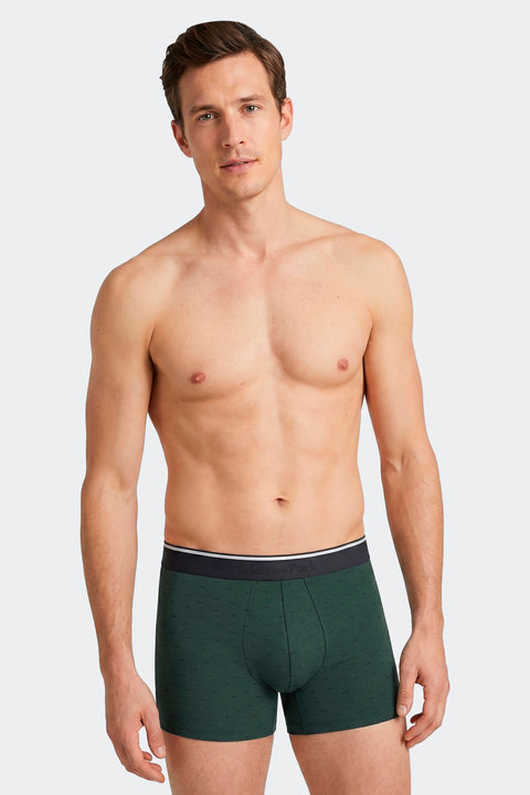 Boxer en coton stretch kaki à micromotifs nœud papillon - Image 2