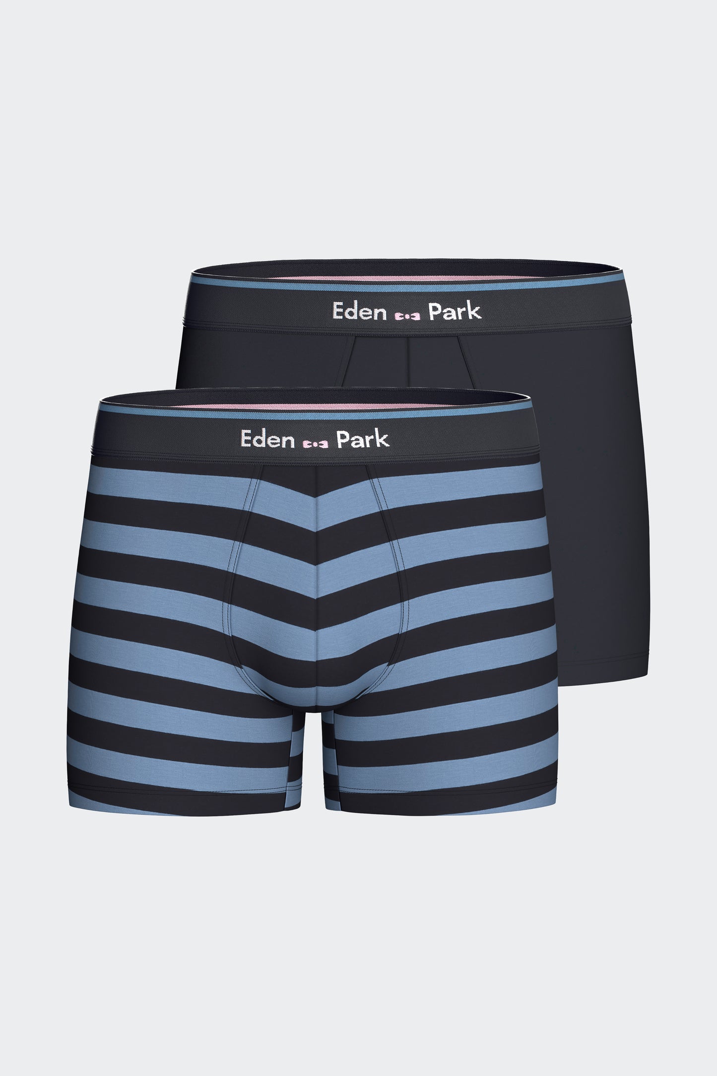 Lot de 2 boxers en jersey de coton stretch unis et rayés marine