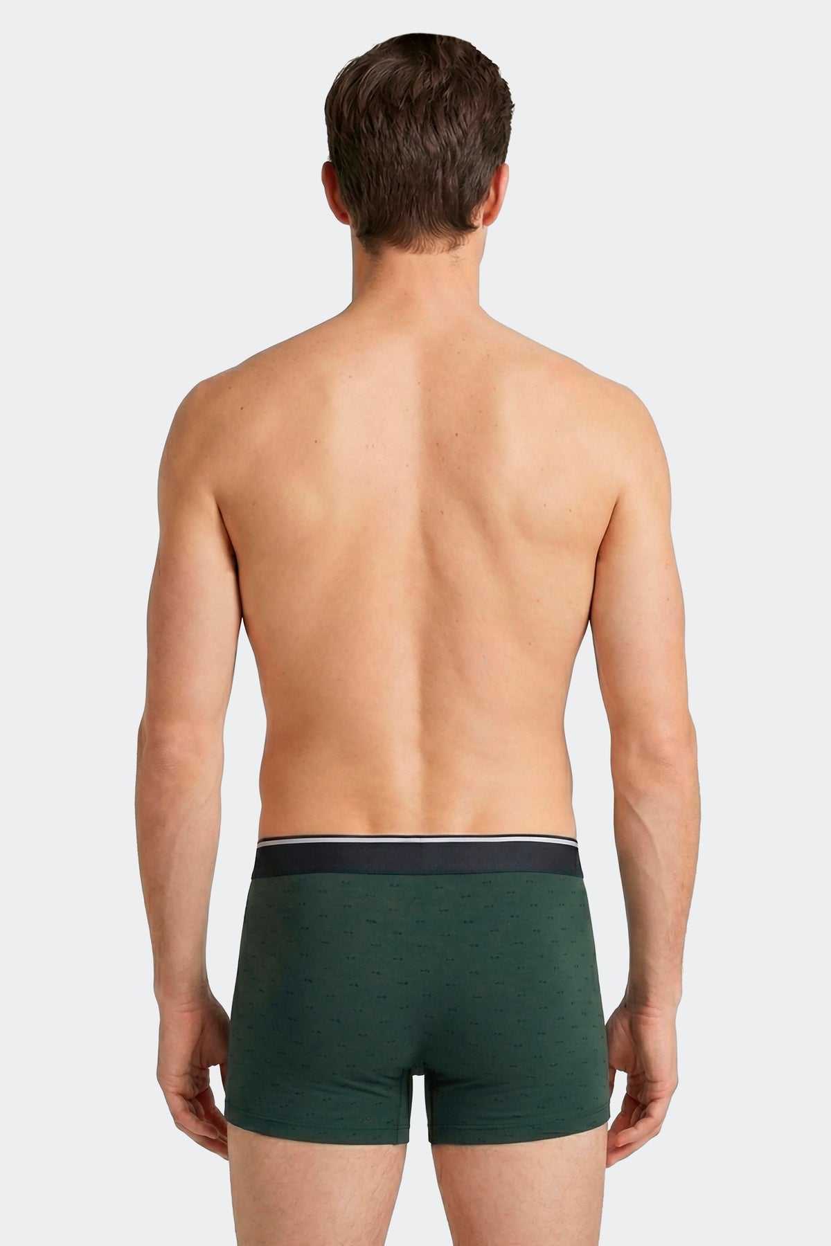 Lot de 2 boxers en jersey de coton stretch unis et imprimés vert