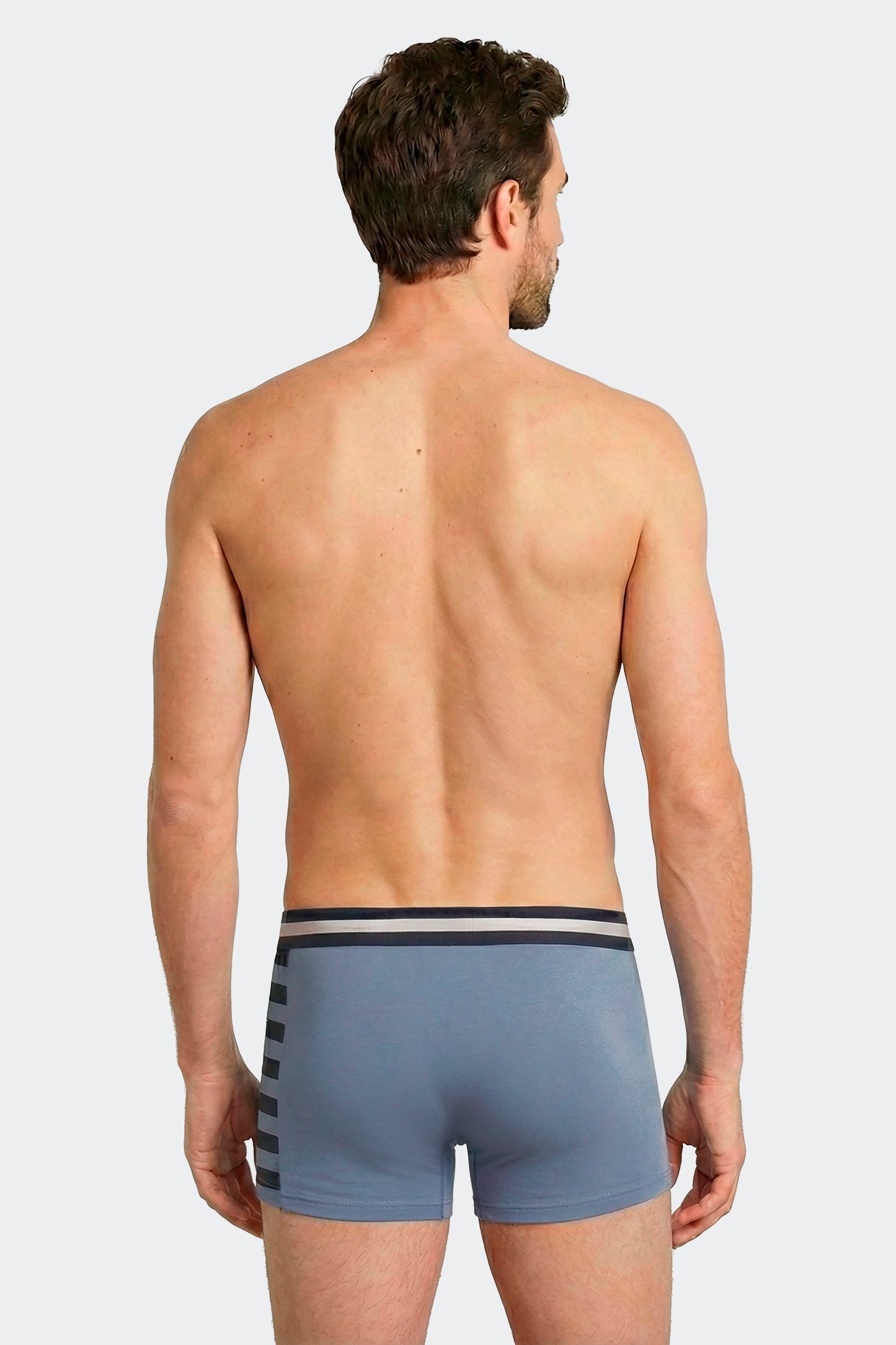 Lot de 2 boxers en jersey de coton stretch unis et imprimés marine et ciel