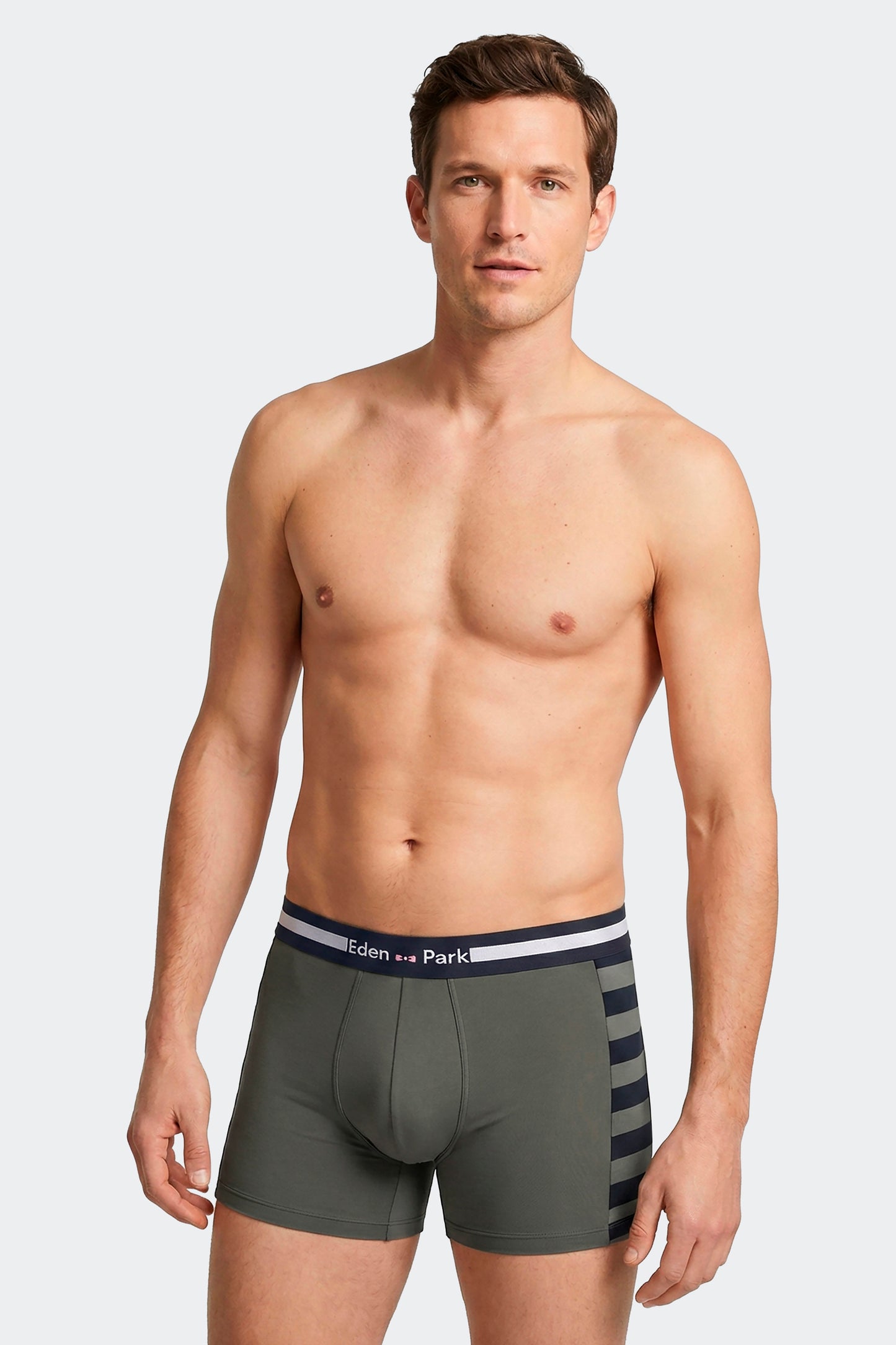 Lot de 2 boxers en jersey de coton stretch marine et kaki