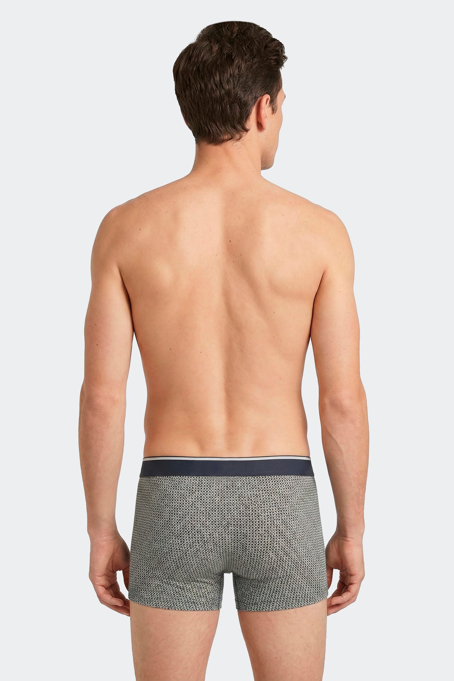 Lot de 2 boxers en jersey de coton stretch unis et imprimés kaki et gris