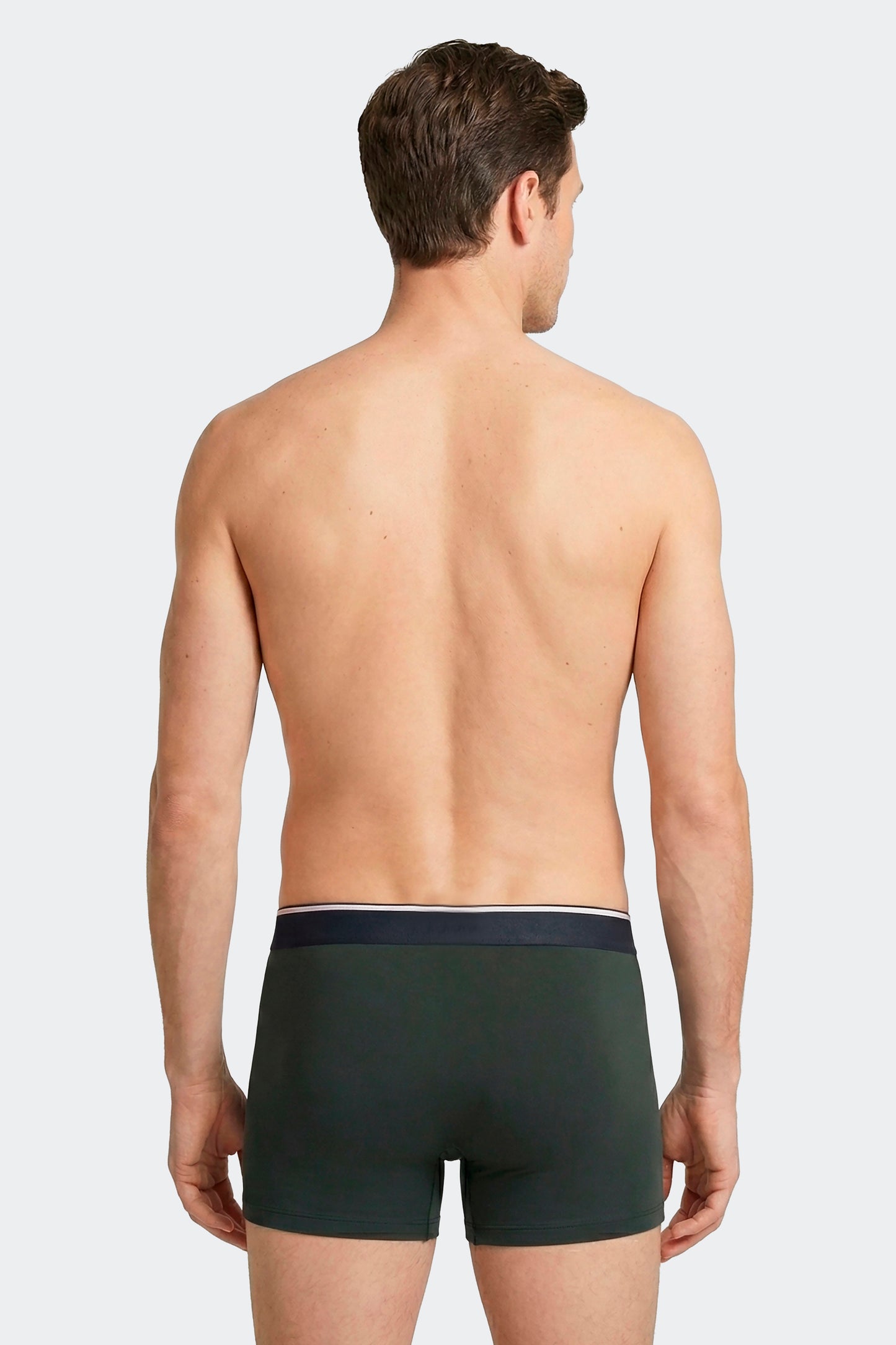 Lot de 2 boxers en jersey de coton stretch unis et imprimés kaki et gris