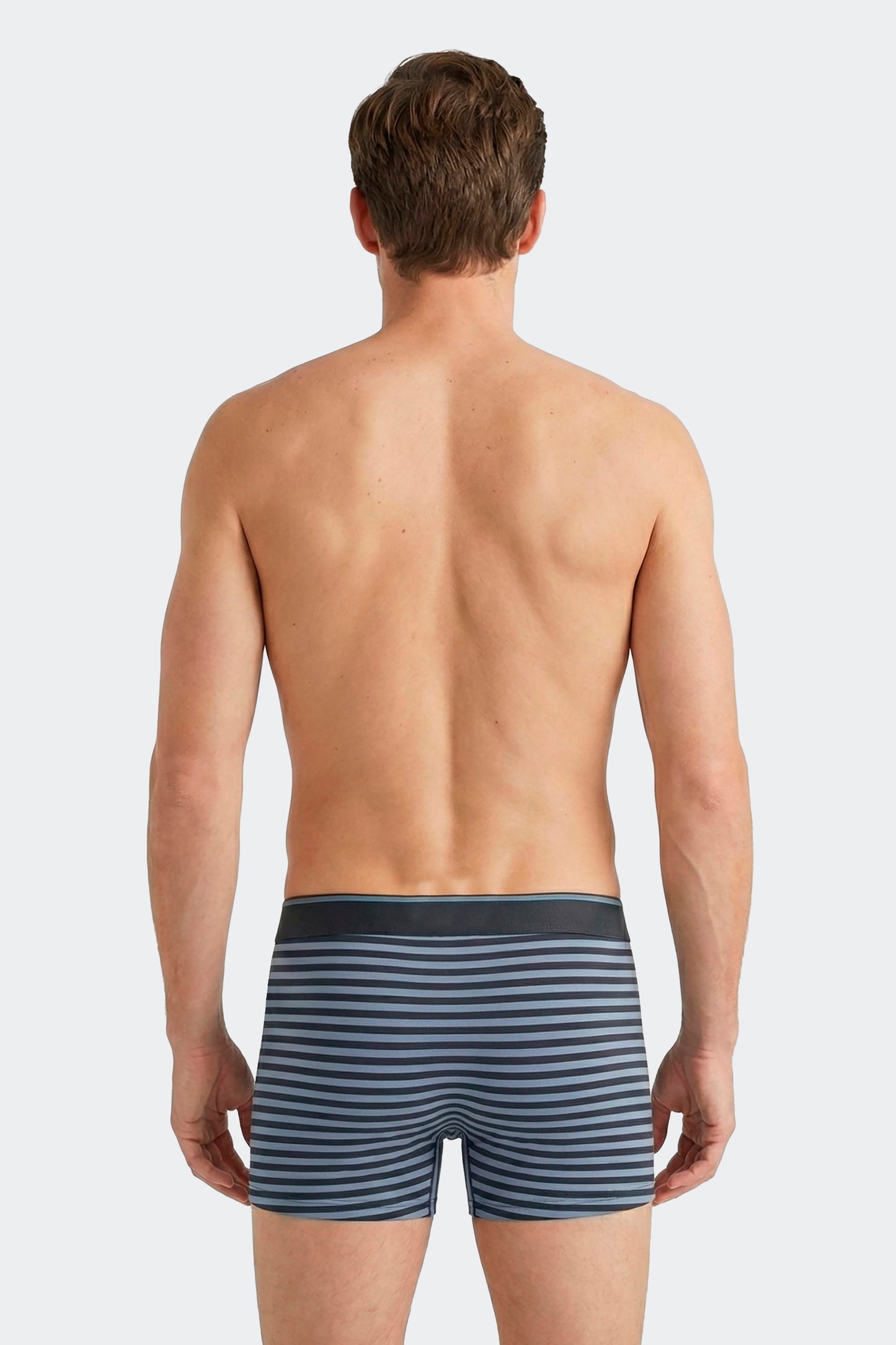Lot de 2 boxers en jersey de coton stretch unis marine et rayures ciel
