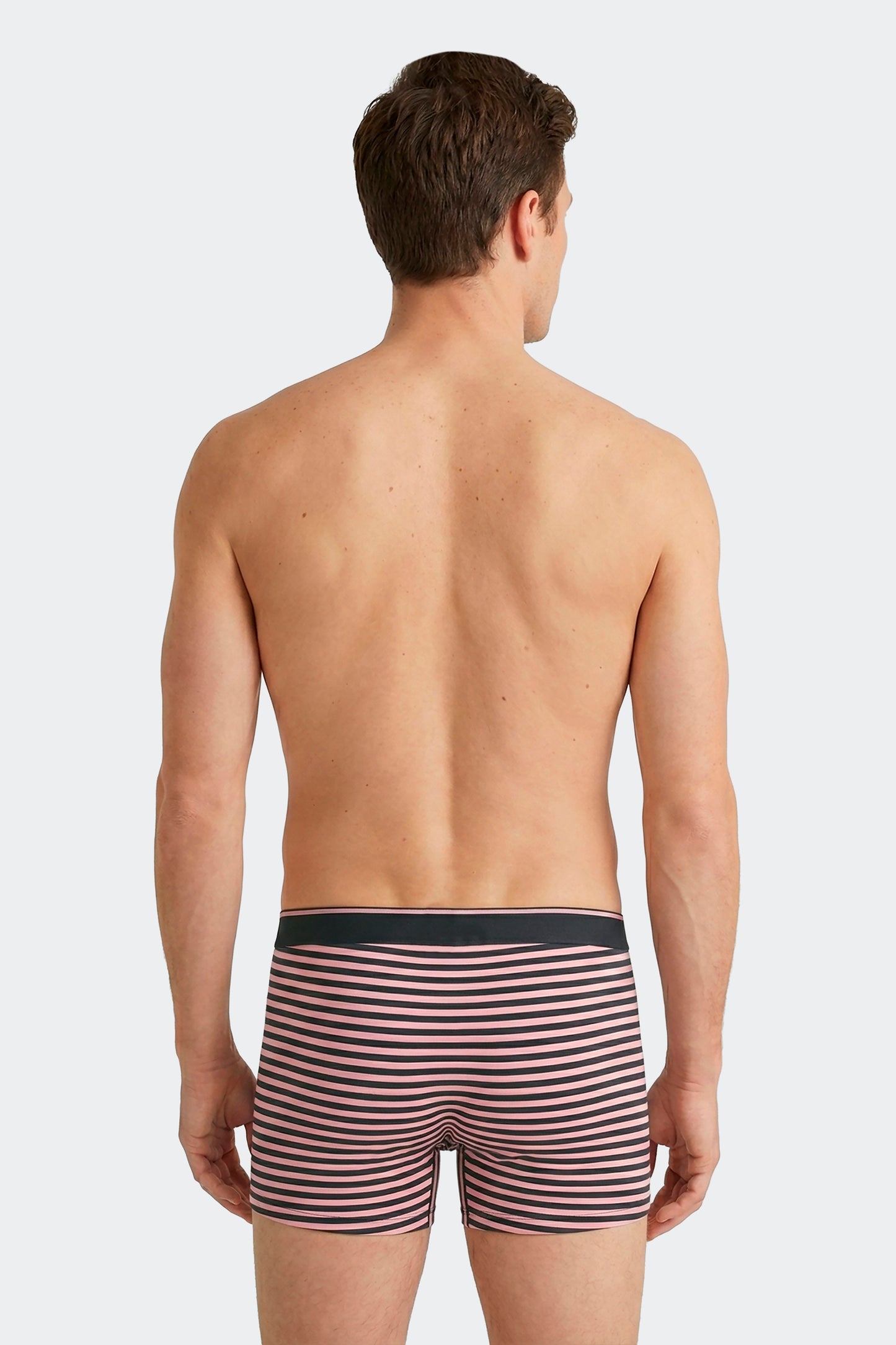Lot de 2 boxers en jersey de coton stretch unis marine et rayures roses
