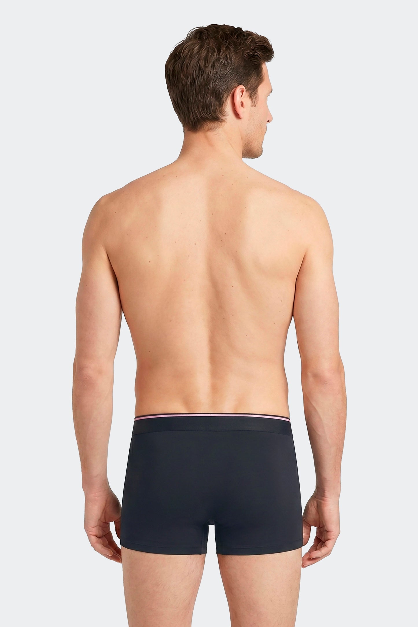 Lot de 2 boxers en jersey de coton stretch unis marine et rayures roses