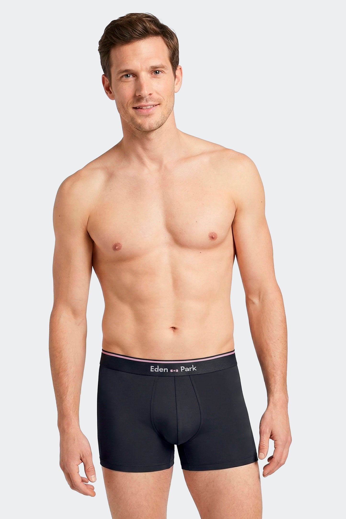 Lot de 3 boxers en jersey de coton stretch unis et rayés marine et rose