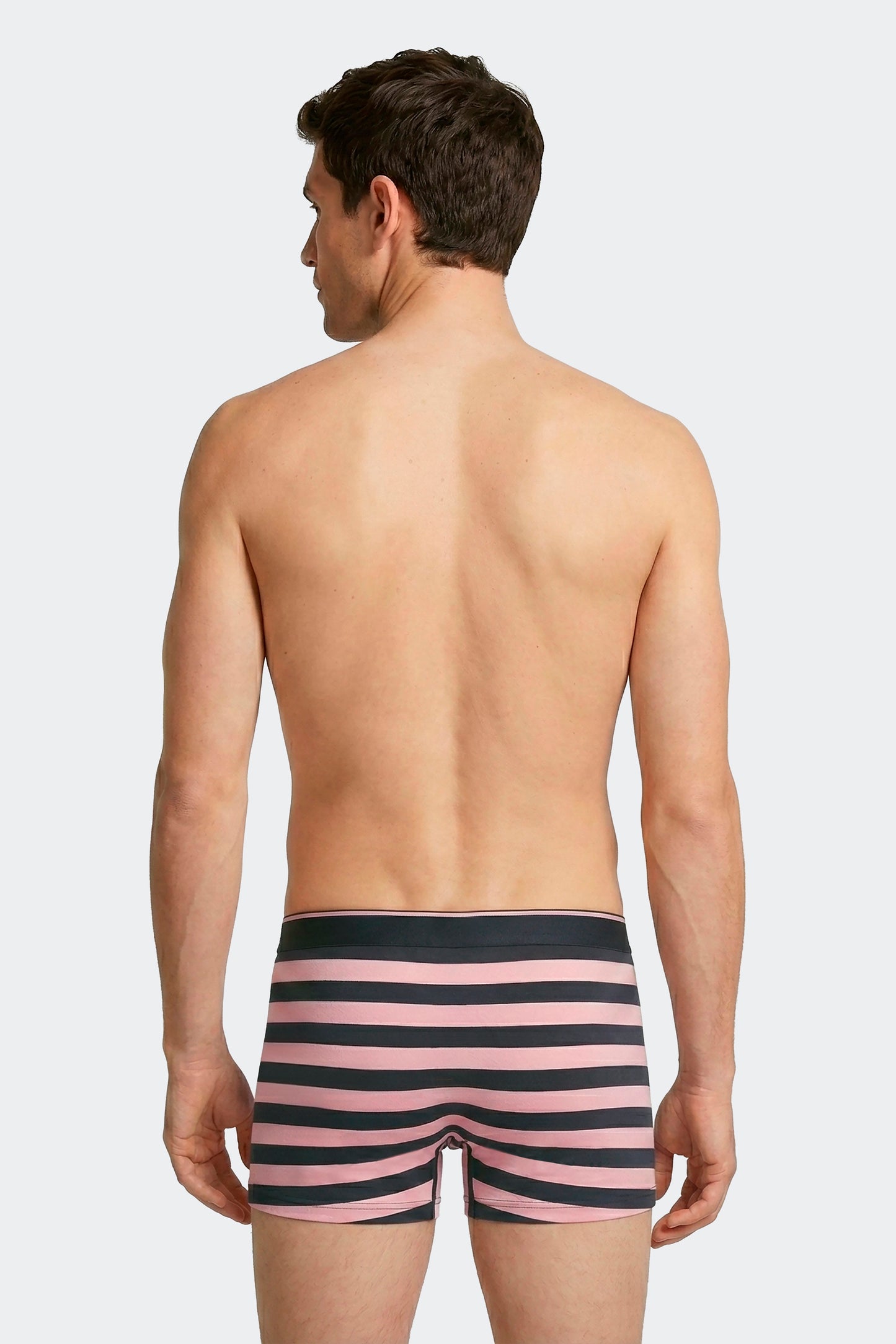 Lot de 3 boxers en jersey de coton stretch unis et rayés marine et rose