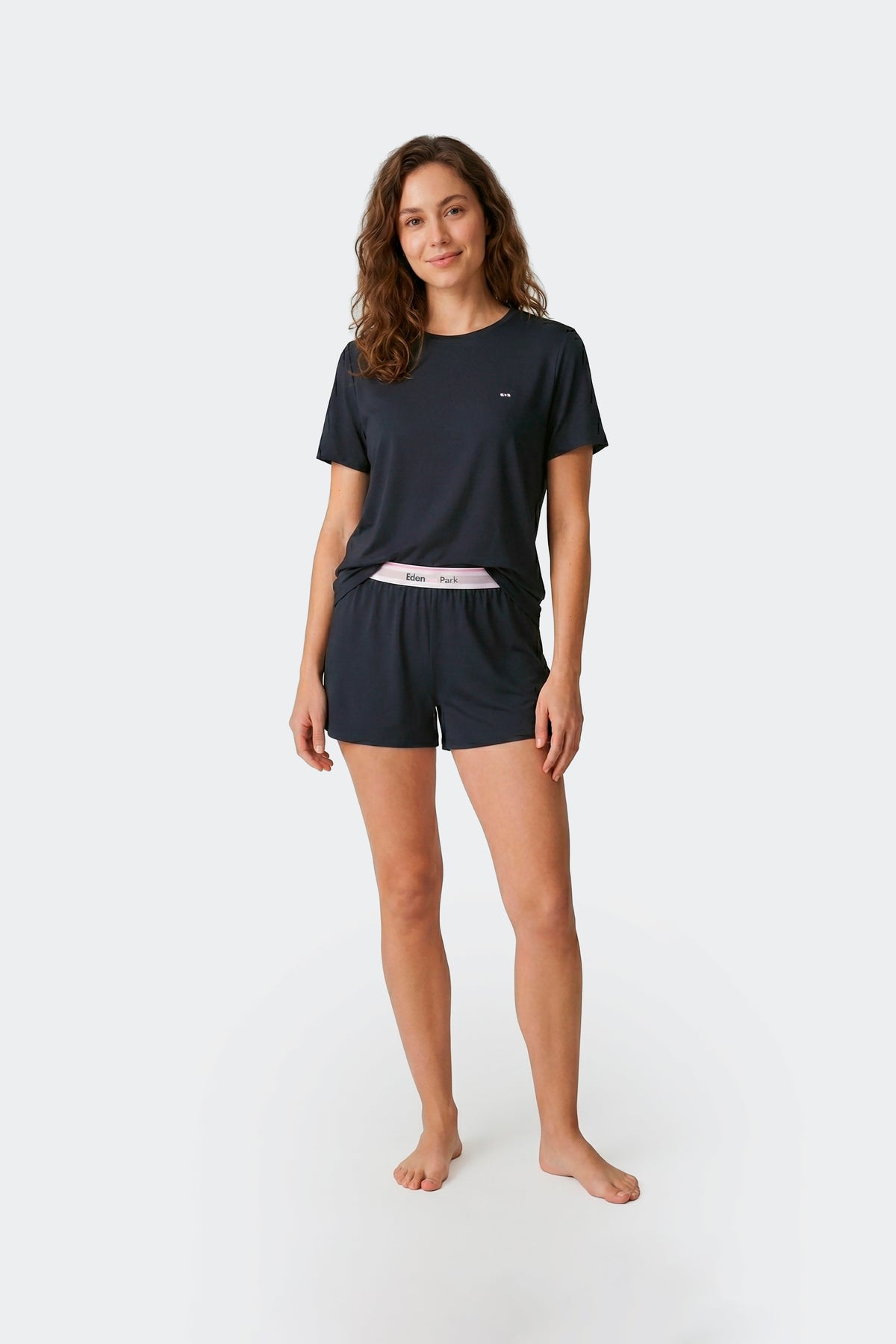 Ensemble pyjama court en Tencel stretch marine
