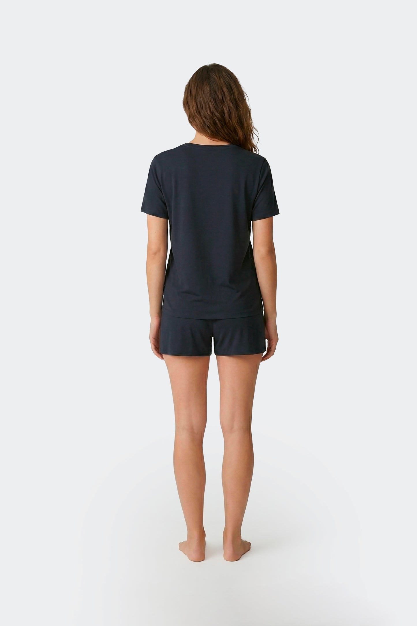 Ensemble pyjama court en Tencel stretch marine