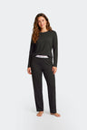 Ensemble pyjama long en Tencel stretch marine