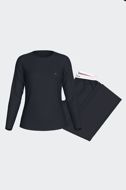 Ensemble pyjama long en Tencel stretch marine - Image 1