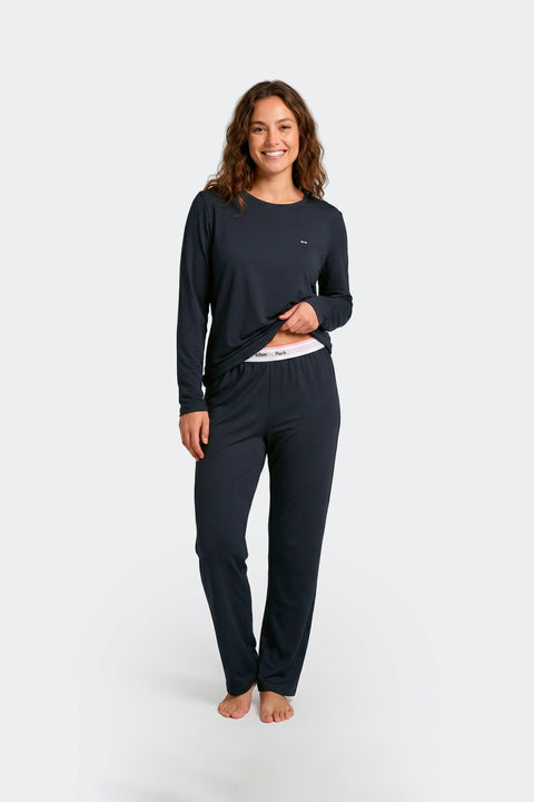 Ensemble pyjama long en Tencel stretch noir - Image 2