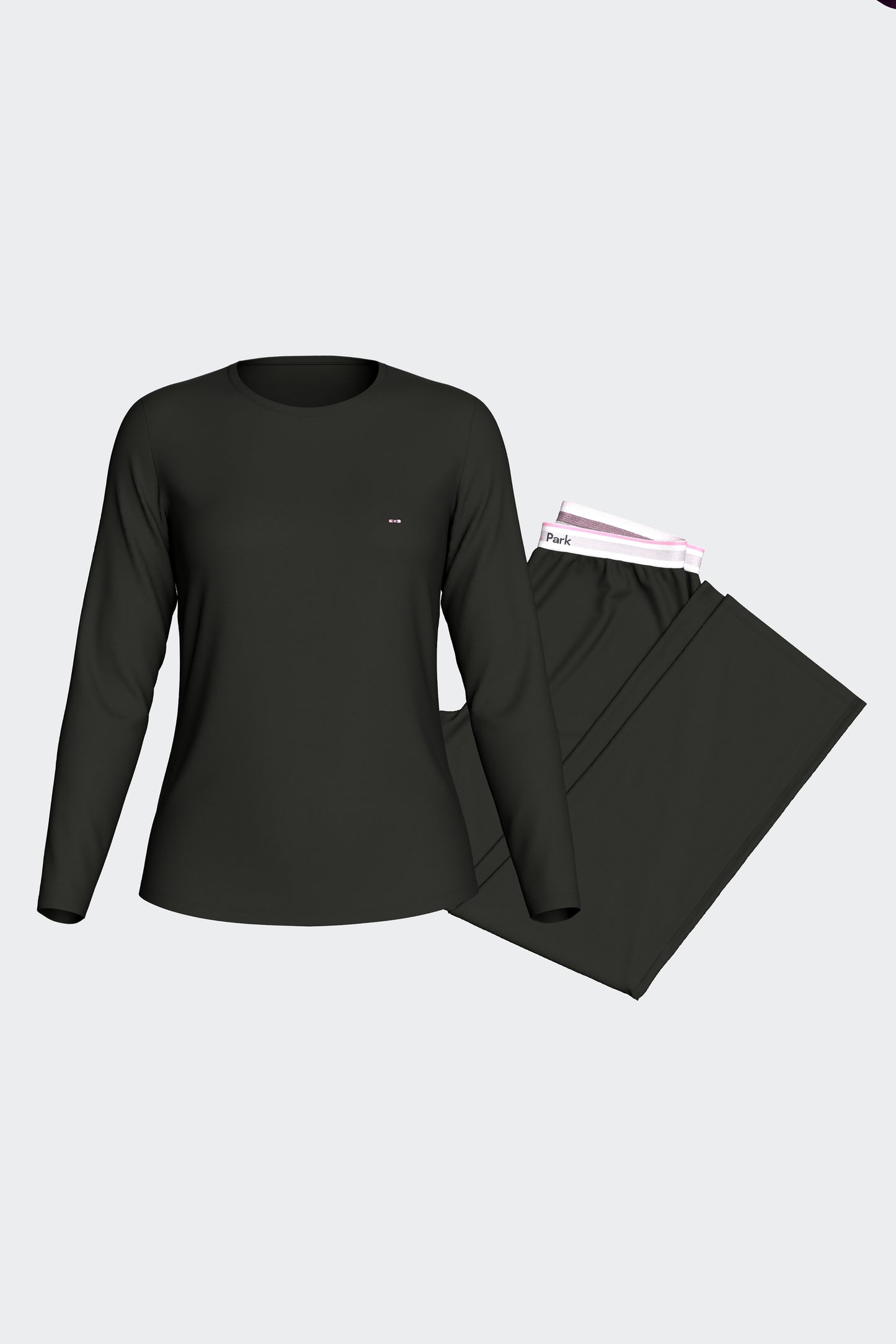 Ensemble pyjama long en Tencel stretch noir