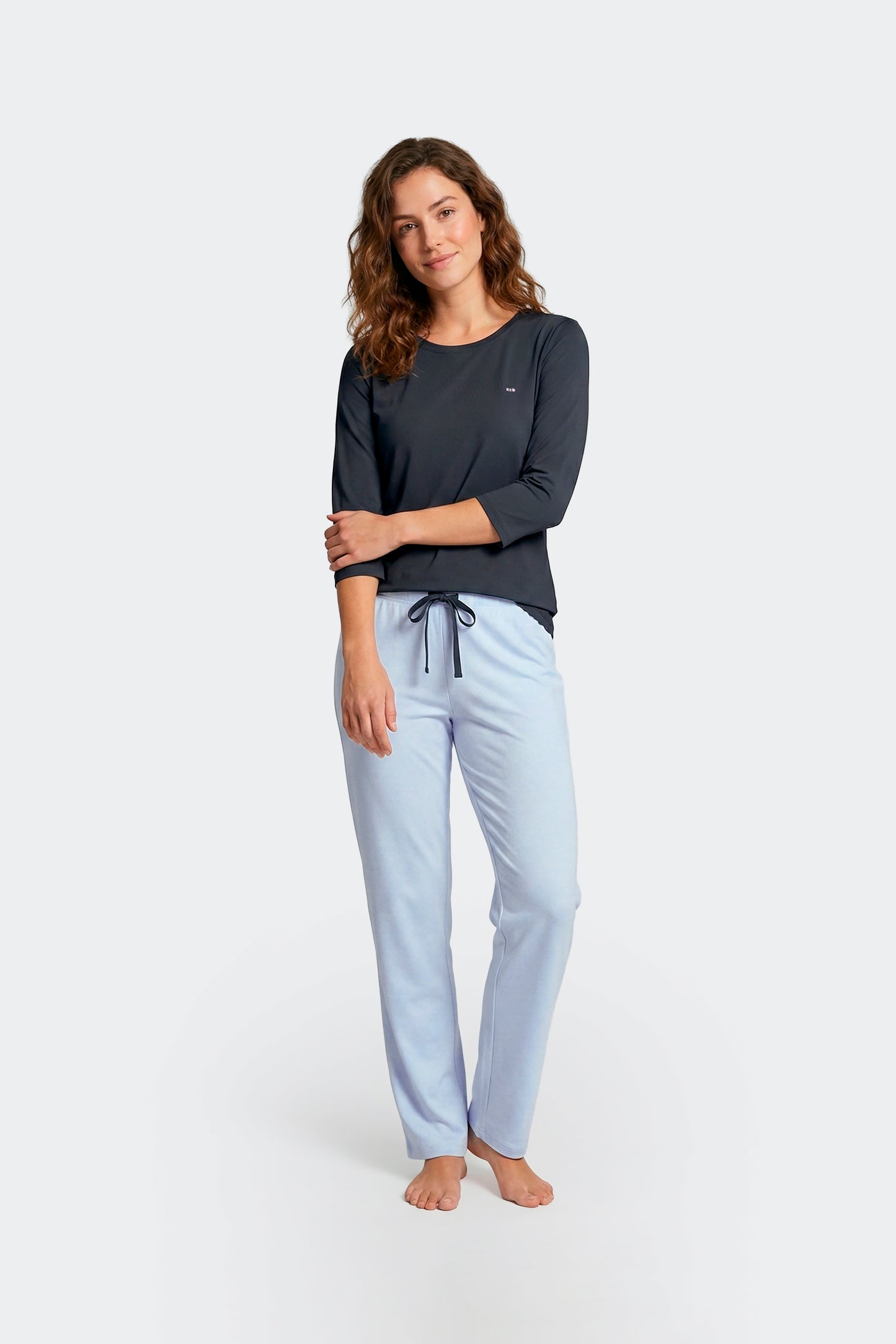 Ensemble pyjama long bicolore en coton