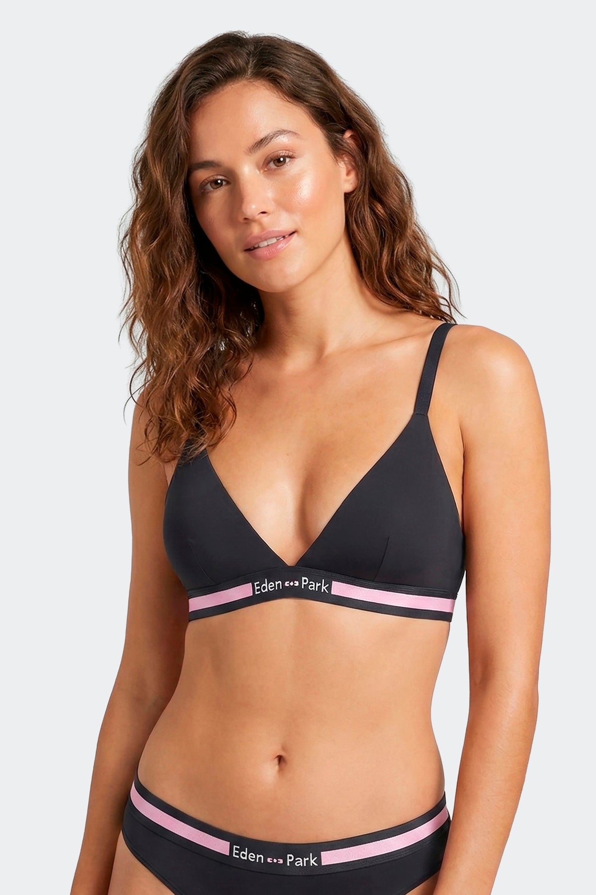Soutien-gorge triangle en coton stretch marine élastique siglé