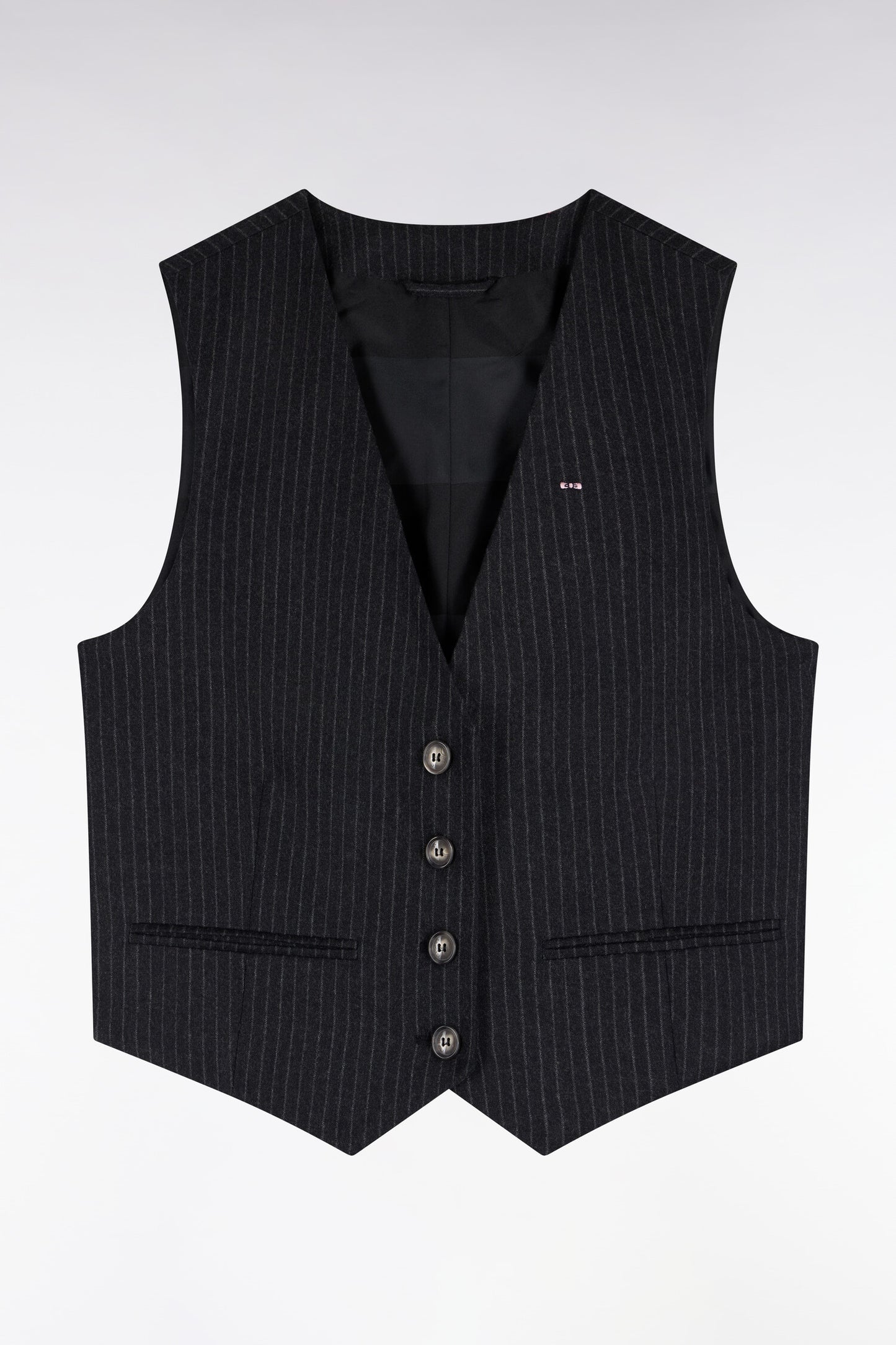 Veste blazer à manches rayées en laine stretch noir coupe oversized