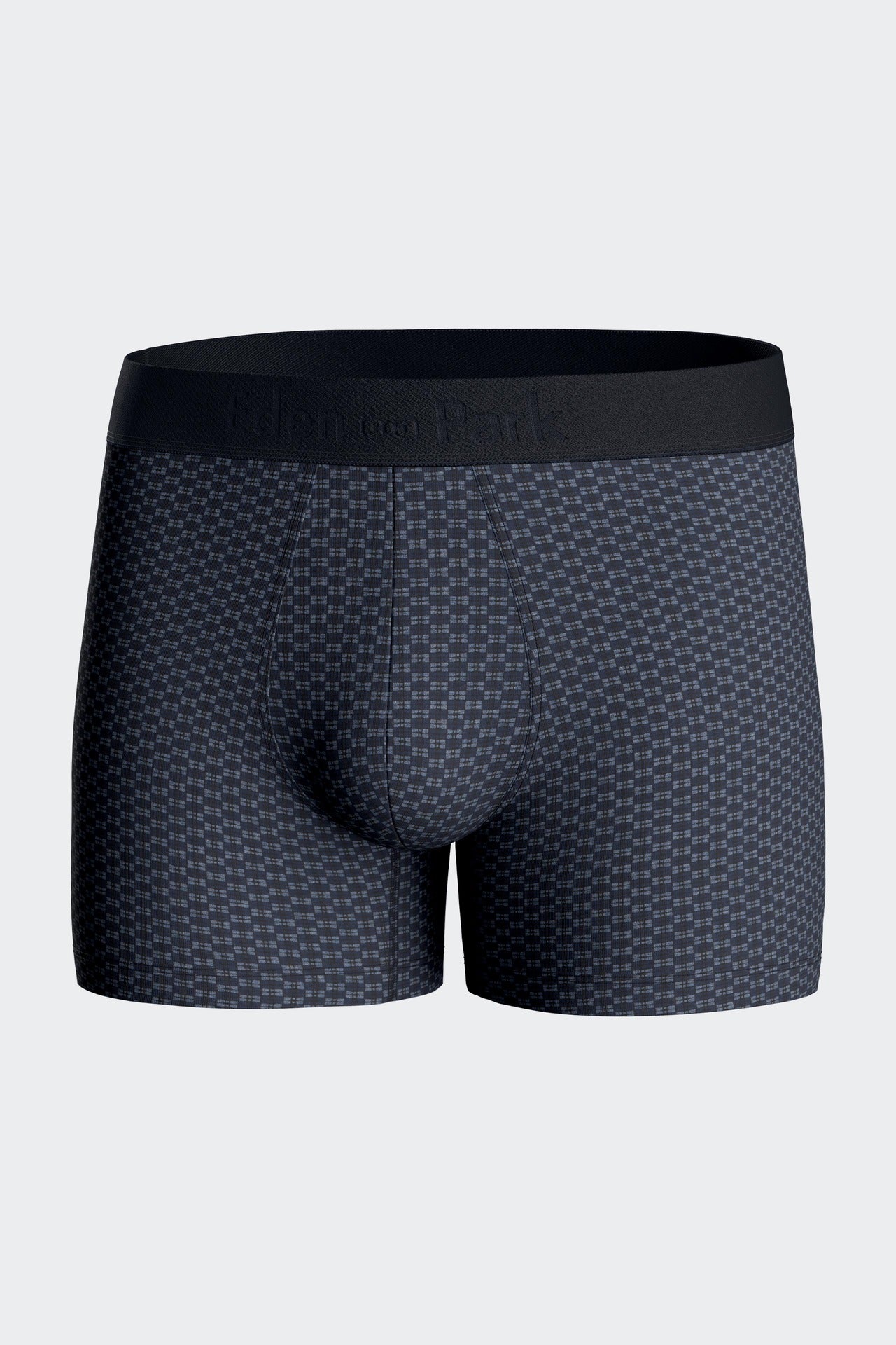 Set of 2 dark blue stretch cotton boxers with graphic micro patterns