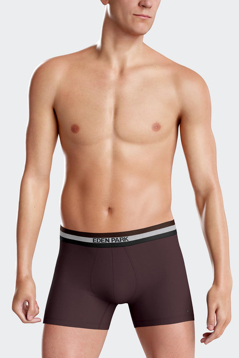 Lot de 2 boxers en coton stretch élastique tricolore bordeaux - Image 3