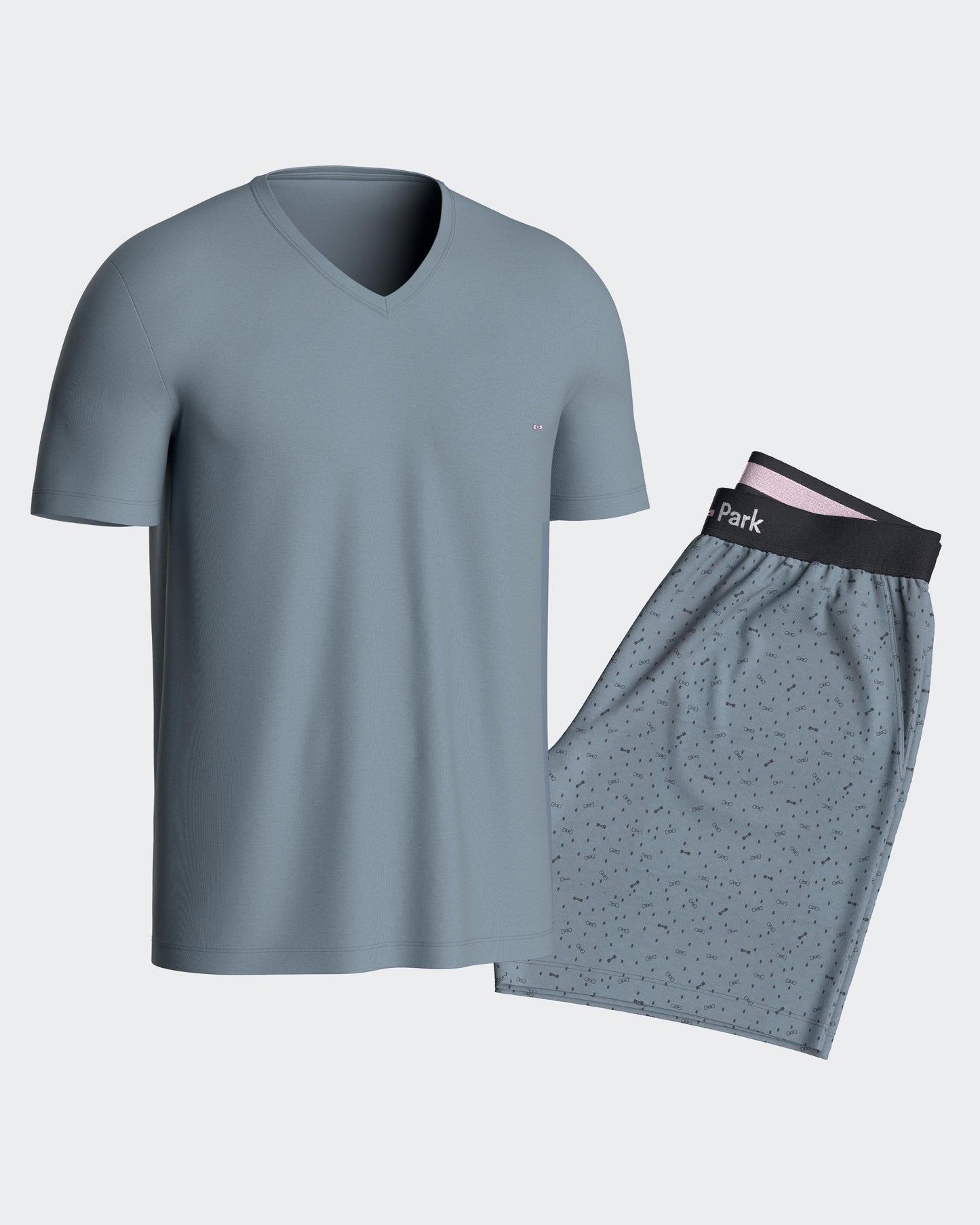 Pyjama court en jersey de coton gris short à micromotifs