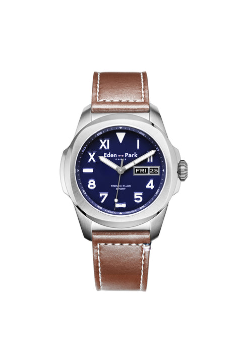 Quartz watch day date blue - Image 1